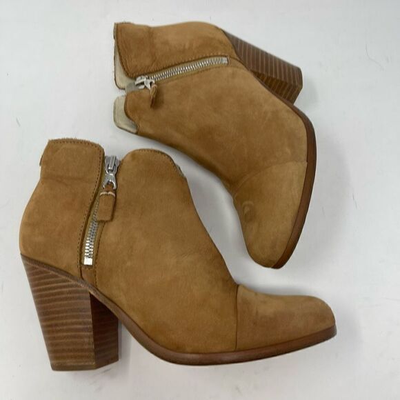 Rag & Bone New York Tan Margot Fringe Side Zip Ankle Boots Size 37.5 - Picture 2 of 6